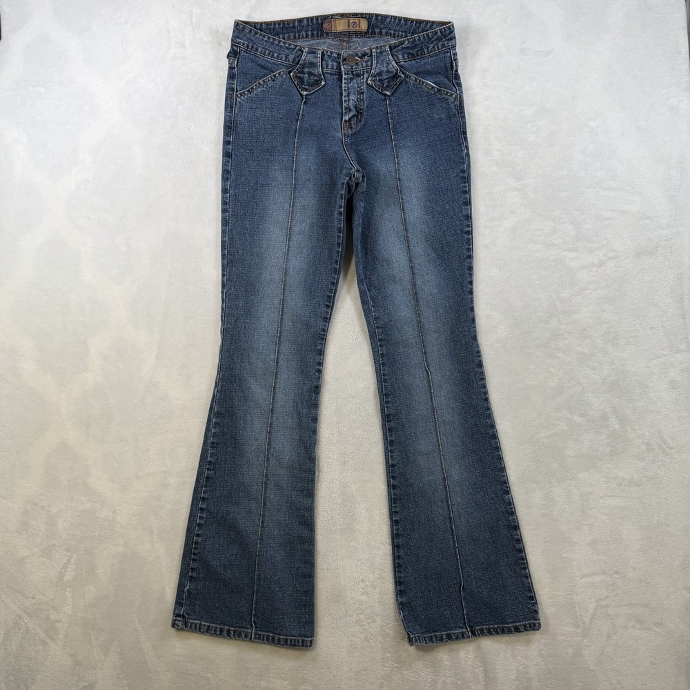 Vintage LEI Jeans Womens Juniors 7 Blue Dark Wash Bootcut Y2K Mid Rise 2000s